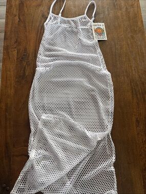 Forever 21 White Open-Knit Spaghetti Strap Dress